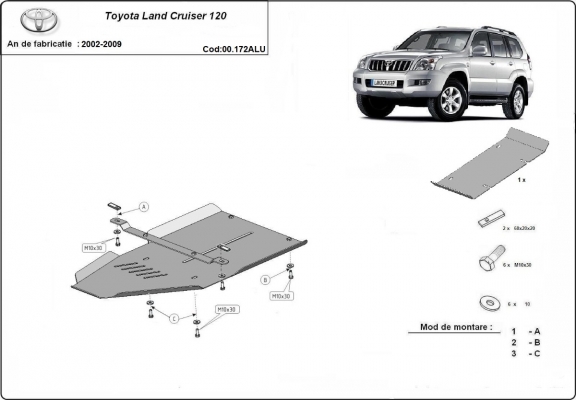 Aluminium protection de la boîte de vitesse Toyota Land Cruiser J120