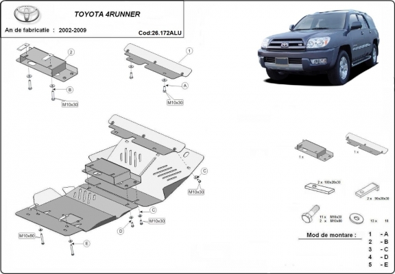 Protection Sous Moteur  Toyota 4Runner- Aluminium