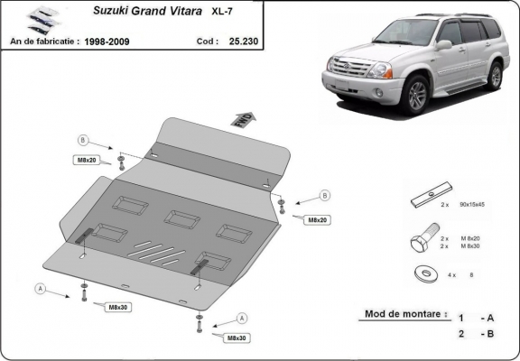 Protection sous moteur et de la radiateur Suzuki Grand Vitara XL-7