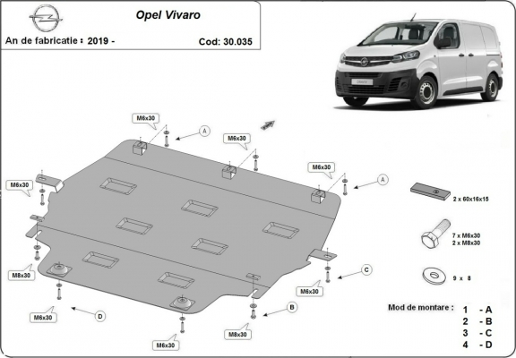 Protection sous moteur et de la boîte de vitesse Opel Vivaro C 