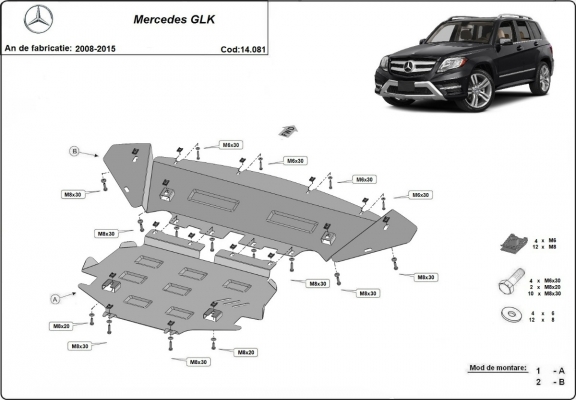 Protection sous moteur et de la boîte de vitesse  Mercedes GLK X204