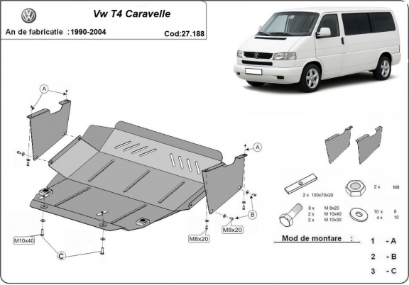 Protection sous moteur et de la boîte de vitesse Transporter T4 Caravelle
