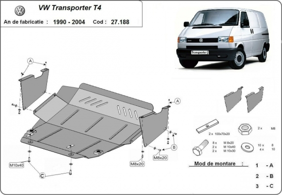 Protection sous moteur et de la boîte de vitesse VW Transporter T4