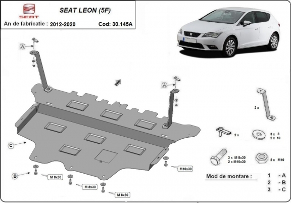 Protection sous moteur et de la boîte de vitesse Seat Leon Mk3 - Boîte de vitesse automatique 