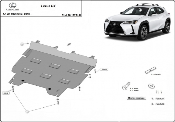 Protection sous moteur et de la boîte de vitesse  Lexus UX - Aluminium  