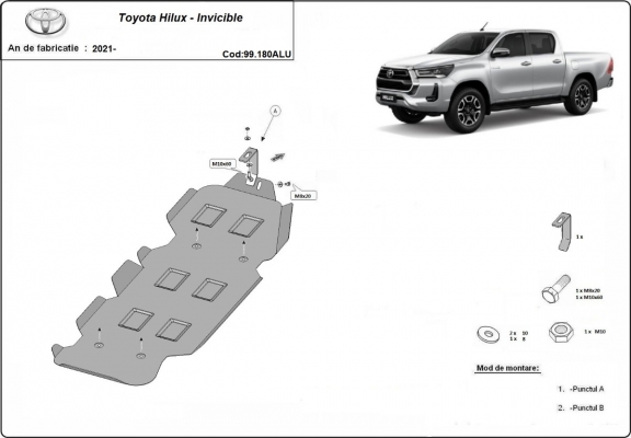 Protection de réservoir Toyota Hilux Invincible- Aluminium