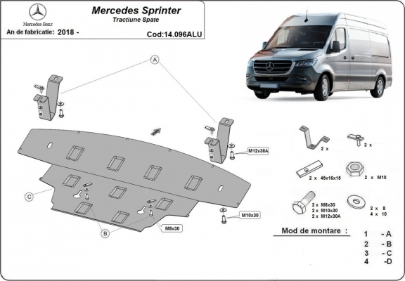 Protection sous moteur Mercedes Sprinter - RWD- Aluminium  