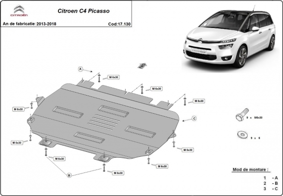 Protection sous moteur et de la boîte de vitesse Citroen C4 Picasso