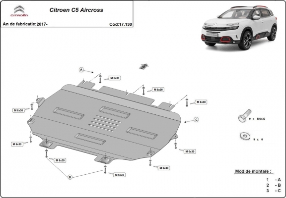 Protection sous moteur et de la boîte de vitesse Citroen C5 Aircross