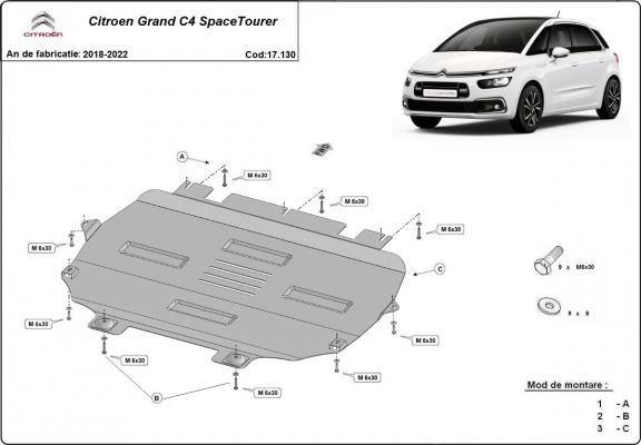 Protection sous moteur et de la boîte de vitesse Citroen Grand C4 SpaceTourer