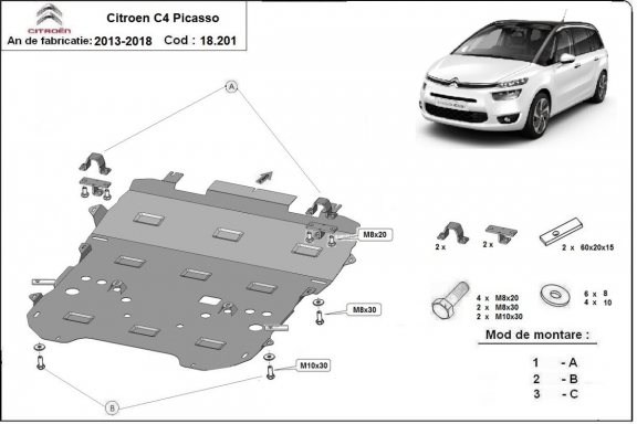 Protection sous moteur Citroen C4 Picasso