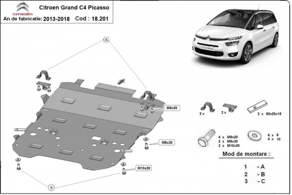 Protection sous moteur Citroen Grand C4 Picasso