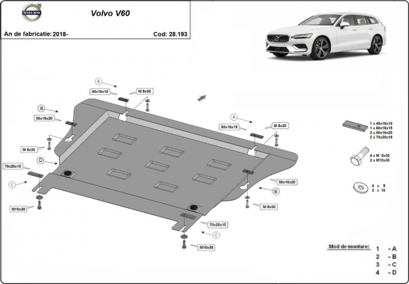 Protection sous moteur et de la boîte de vitesse Volvo  V60