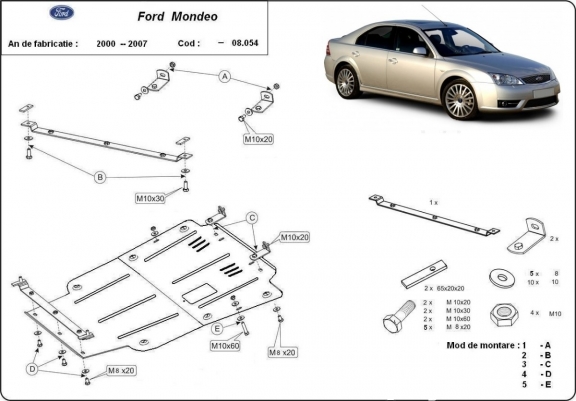 Protection sous moteur et de la boîte de vitesse Ford Mondeo 3