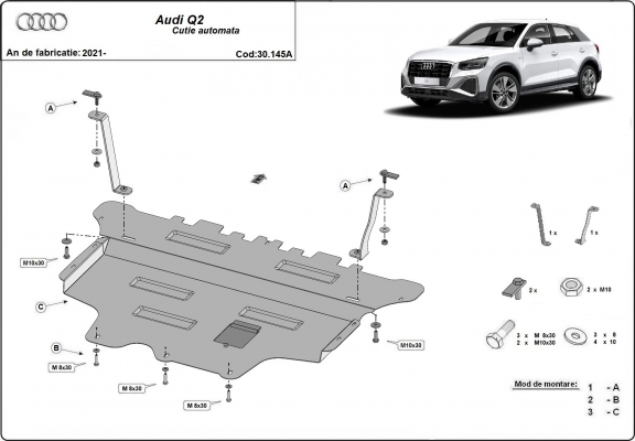 Protection sous moteur et de la boîte de vitesse Audi Q2 - Boîte de vitesse automatique