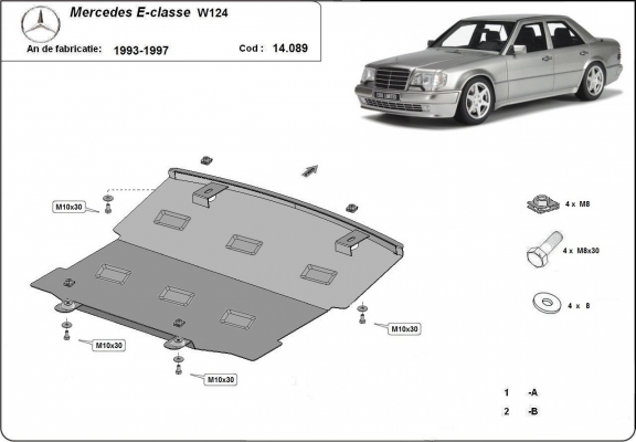 Protection sous moteur et de la radiateur Mercedes E-Classe W124 