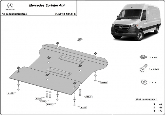 Aluminium protection de la boîte de vitesse Mercedes Sprinter 4x4