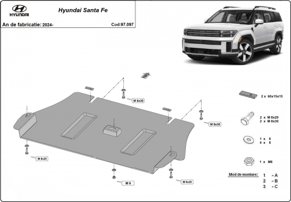 Protection convertisseur catalytique/cat lock Hyundai Santa Fe