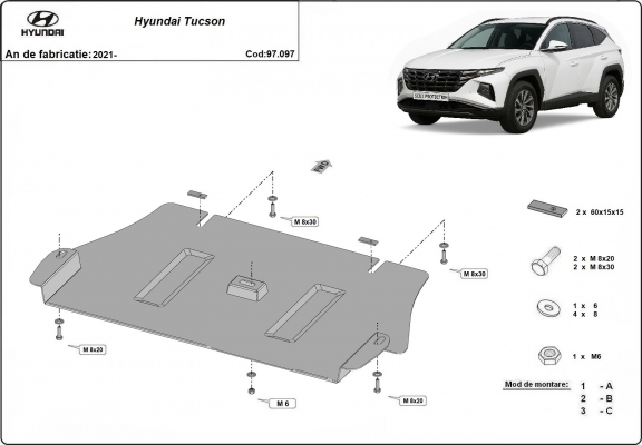 Protection sous moteur et de la boîte de vitesse Hyundai Tucson